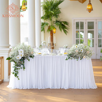 Jupe de table plissée en tulle blanc moderne de luxe, personnalisable, en mousseline douce, pour mariage, banquet, fête d'anniversaire