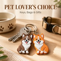 Porte-clés en PVC en forme de chien Corgi mignon, ensemble de porte-clés animaux de dessin animé avec accessoires métalliques pour les amoureux des animaux, cadeau OEM ODM en gros