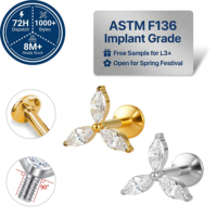JIAXIN ASTM F136 Titane de qualité implantable à filetage interne, Piercing Labret, Hélix, Tragus, Lèvre, Bijoux de piercing corporel raffinés