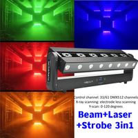 Projecteur de scène mobile 3-en-1 Laser+Beam+Strobe, barre lumineuse horizontale pour événements et éclairage de scène d'église