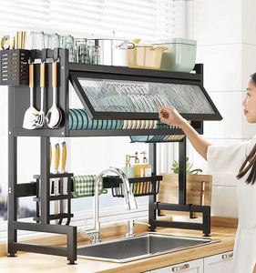 Scaffale Multifunzionale per Cucina - Organizzatore per Lavello in Acciaio al Carbonio a Doppio Livello per Verdure, Ciotole, Piatti, Spezie, Asciugatura e Drenaggio - Product Image 3