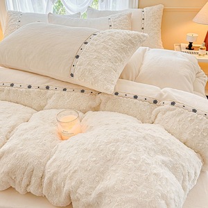 Housse de couette brodée en textile de maison en molleton de <span class=keywords><strong>lapin</strong></span> <span class=keywords><strong>blanc</strong></span> ensemble de literie king size - Product Image 3