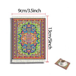 Lot de 4 dessous-de-verre en tissu absorbant et caoutchouc, style tapis turc oriental, pour cuisine et salle à manger, protection anti-déversement - Product Image 3