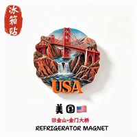 USA San Francisco Pont Golden Gate Décoration créative 3D pour la maison Aimant de réfrigérateur Souvenir de voyage