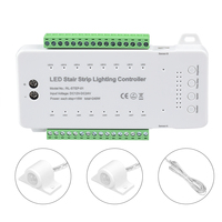 Contrôleur de bande lumineuse LED pour escalier à 16 voies, DC12-24V, détecteur de mouvement, système d'éclairage d'escalier intérieur