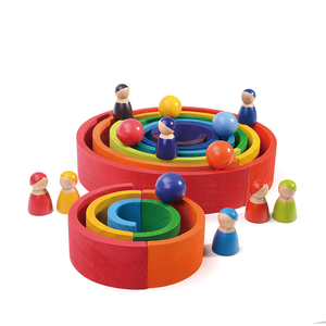 Blocs <span class=keywords><strong>de</strong></span> construction arc-en-ciel pour enfants, jouets d'empilage <span class=keywords><strong>Montessori</strong></span> en bois massif - Product Image 2