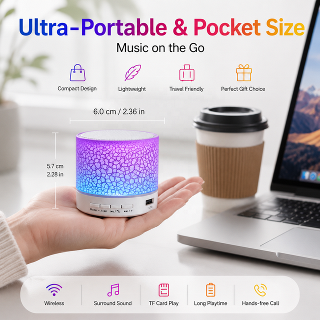 Wholesale Mini  Speaker with Crackle LED Light Portable Wireless Sound Box Support TF Card Custom Logo for Promo Gift
