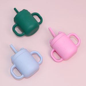 Nouvelle tasse en silicone de qualité alimentaire pour bébé avec paille, gobelets d'apprentissage en silicone pour tout-petits, tasse d'apprentissage en silicone pour bébé - Product Image 3