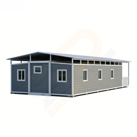 Maison conteneur préfabriquée de luxe moderne de 20 pieds et 40 pieds, isolée, extensible, mobile, petite villa rectangulaire avec panneaux sandwich, cuisine et salle de bain