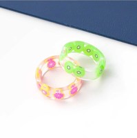 Kleurrijke Transparante Heldere Acryl Ringen Mode Sieraden Schattige Multi Color Fruit Hars Fancy Ring