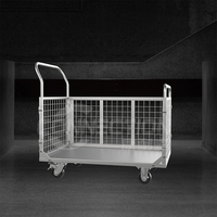 Chariot à plateforme manuel industriel pliable en acier à quatre roues, personnalisé OEM, de haute qualité, pour le transport et le stockage