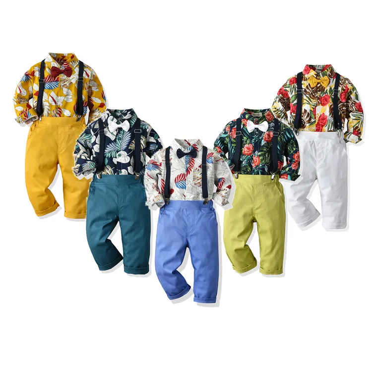 Print shirt pants set 2pcs 2021 new fashion baby boy dress infant toddler kids clothing boys