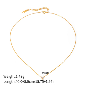 Exquisito collar de diamantes de acero inoxidable chapado en oro de 18 quilates circonita cúbica corazón Cham delicado pequeño collar bonito para mujer - Product Image 2