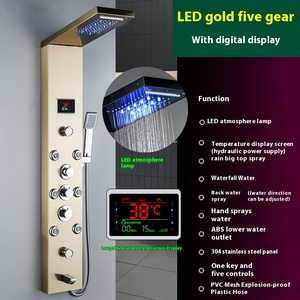 Duvar otel termostatik duş seti Led ekran dijital ekran sıcaklık duş paneli paslanmaz çelik duş sistemi paneli seti - Product Image 4