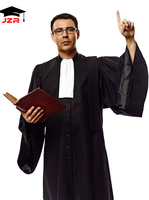 Robe de juge noire personnalisée de luxe, toge, robe d'avocat pour la remise des diplômes, usage scolaire, manches longues, 100% polyester, unisexe, adulte