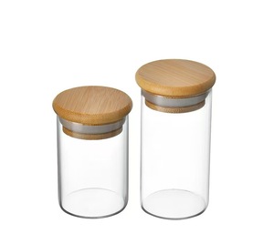 Rundes versiegeltes Glas für Kaffee Tee und Gewürze Küchen organisator Aufbewahrung flasche Versiegeltes Glas Lebensmittel lager glas mit Bambus deckel - Product Image 4