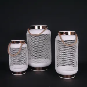 Tempat Lilin Lentera Logam Kualitas Tinggi, untuk Dekorasi Pernikahan, Lentera Lilin Silinder Logam