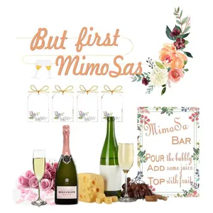 Mimosa BAR ชุดอุปกรณ์ Mimosa Bar แต่ First Mimosas เจ้าสาวฝักบัวอาบน้ำบรันช์ตกแต่ง