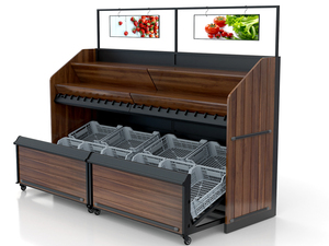 <span class=keywords><strong>Estantes</strong></span> de exhibición de <span class=keywords><strong>PVC</strong></span> para verduras y frutas, calidad alimentaria, <span class=keywords><strong>con</strong></span> decoración de madera y cajón - Product Image 4