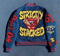 Logo personnalisé Streetwear lettre homme Baseball laine hommes noir recadrée veste chenille broderie Patch varsité veste fabricants
