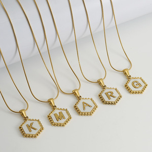 Zogxin Stainless Steel Hexagon Snake Chain Necklace 18K Gold Plated Letter Pendant For Women Fashion Jewelry Gift - Product Image 2