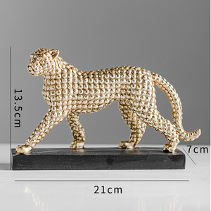Sculpture Moderne Léopard Doré en Résine, Statuette Animale Panthère pour Décoration Salon, Bureau, Meuble TV - Product Image 5
