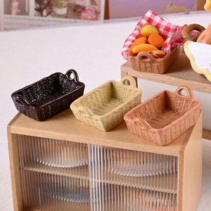 Casa de muñecas a escala 1:12, <span class=keywords><strong>Mini</strong></span> cesta de almacenamiento de resina en miniatura, accesorios modelo, juguetes, casa de muñecas, suministros de decoración del hogar - Product Image 1