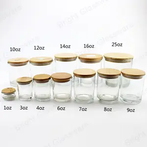 Wholesale 3oz 4oz 10oz Candle Container Clear Empty Glass Candle Jars With Lid For Candle Making