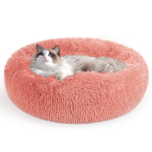 Coussin rond moelleux et luxueux pour chat et chien, type donut, en peluche chaude, vente en gros - Product Image 1