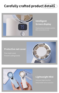 Mini Ventilador Portátil USB de Mano, Recargable de 3000mAh, Motor sin Escobillas, 4 Aspas, Iones Negativos, para Auto, Exteriores, RV, Hogar, Hotel - Product Image 4