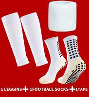 Chaussettes de football antidérapantes pour hommes avec protège-tibias et sangles