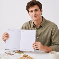Ensemble de carnets A5 en cuir estampé or de haute qualité, personnalisable, prix usine, avec élastique, reliure spirale, feuilles mobiles, idéal pour un cadeau