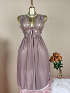 Robe de nuit transparente à col en V Pure Desire, sexy, en crochet, imprimé dessin animé, avec une longue ceinture ajustable, ensemble de vêtements d'intérieur doux, robe de nuit chaude pour l'été - Product Image 5