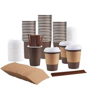 Mymoonpie 12 унций горячая питьевая Экологичная Черная бумажная кофейная кружка чашка одноразовая с крышкой