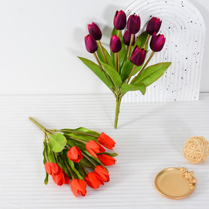 Bouquet de tulipes artificielles en soie Flower Delight, 3, 6 ou 9 têtes, décoration de table, texture artistique - Product Image 3