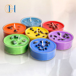 7 candele Chakra con pietre curative naturali sulla parte superiore per Yoga, rilassamento, manifestazione, aromaterapia - Product Image 4