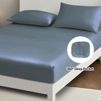 Parure de draps rafraîchissants en soie glacée bleue effet bambou – Essentiel d'été ultra respirant et léger – Prix de gros