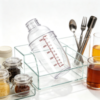 Shaker à cocktails en gros 500 ml, en plastique épais de qualité alimentaire, rouge et noir, avec échelle graduée, design anti-chute, compatible lave-vaisselle