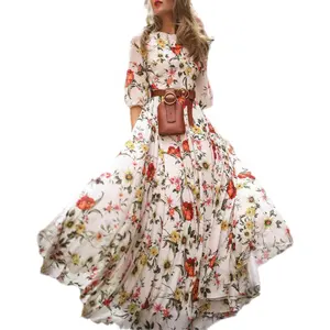 2022 Custom New Arrivals Summer Fashion Clothing Women Casual Dress Bohemian Floral Long Maxi Dress
