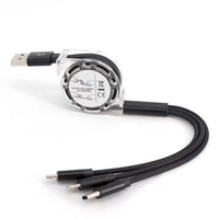 Nouveau Câble de Données Rétractable Type-C 3A à Charge Rapide Un-vers-Trois, Compatibilité pour Téléphone Portable Android, Voiture et Imprimante, pour Oppo