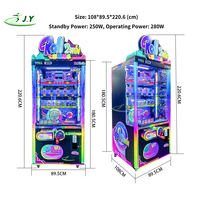 Mesin Crane Bola Warna-warni JY Roll2Win, Permainan Arcade Konstruksi Logam, Dukungan Bahasa Inggris, Garansi 1 Tahun untuk Taman Hiburan