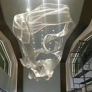 Fabricant à bas prix Hôtel Lobby Plafond Luxe Grand Projet Personnaliser Ruban Lustre Cristal Plafond Luxe - Product Image 3