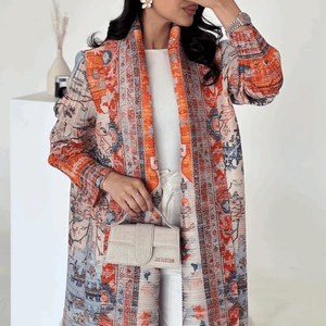 Abaya Musulmana Leduo Personalizada con Estampado de Alfombra Vintage, Abaya Informal Holgada de Manga Larga Abierta Tipo Pashmina para Mujer - Product Image 1