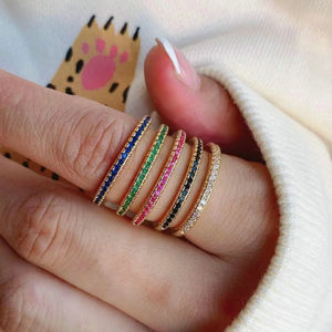 永遠のリングプロングセッティングCZリング新しいファッション絶妙な約束のジュエリー - Product Image 1