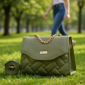 Bolso Bandolera Fana para Mujer, Color Oliva, Acolchado, con Cierre de Cremallera, Asa Única, Estilo Moderno, para Uso Diario en Todas las Temporadas - Product Image 2