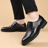 Chaussures à lacets en PU à bout pointu pour hommes, grandes tailles, motif serpent, style décontracté et professionnel, pour le commerce transfrontalier