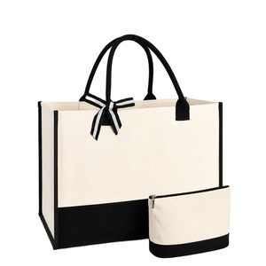 Wholesale ODM OEM Large Canvas Shoulder <b>Tote</b> Bag Set of 2 <b>Travel</b> Custom Color Bulk Water Resistant and Reusable Birthday Gift - Product Image 1