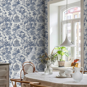 Creation Of Time And Space Peel And Stick Wallpaper Blue White Botanical Pattern Self Adhesive For Bedroom Wall Decor - Product Image 2