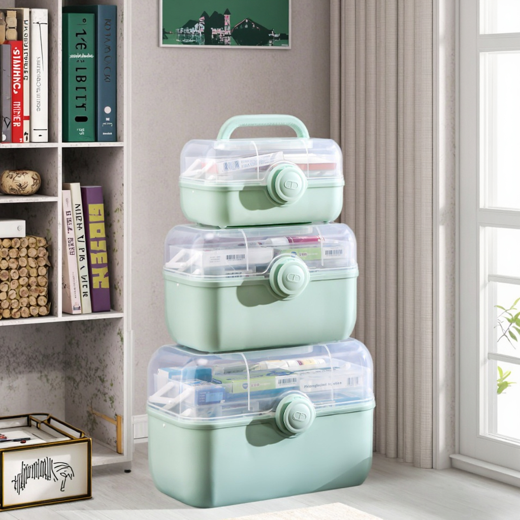 Hot Sale 3-Layer Portable Injection PP Medicine Storage Box Classic Design Multifunction First Aid Kit for Home Use