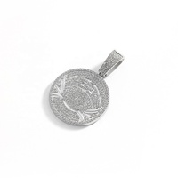 RENQING NOUVEAUTÉ 2024 Chaîne cubaine de 15 mm Hip Hop entièrement sertie de strass et de pendentif rond en alliage